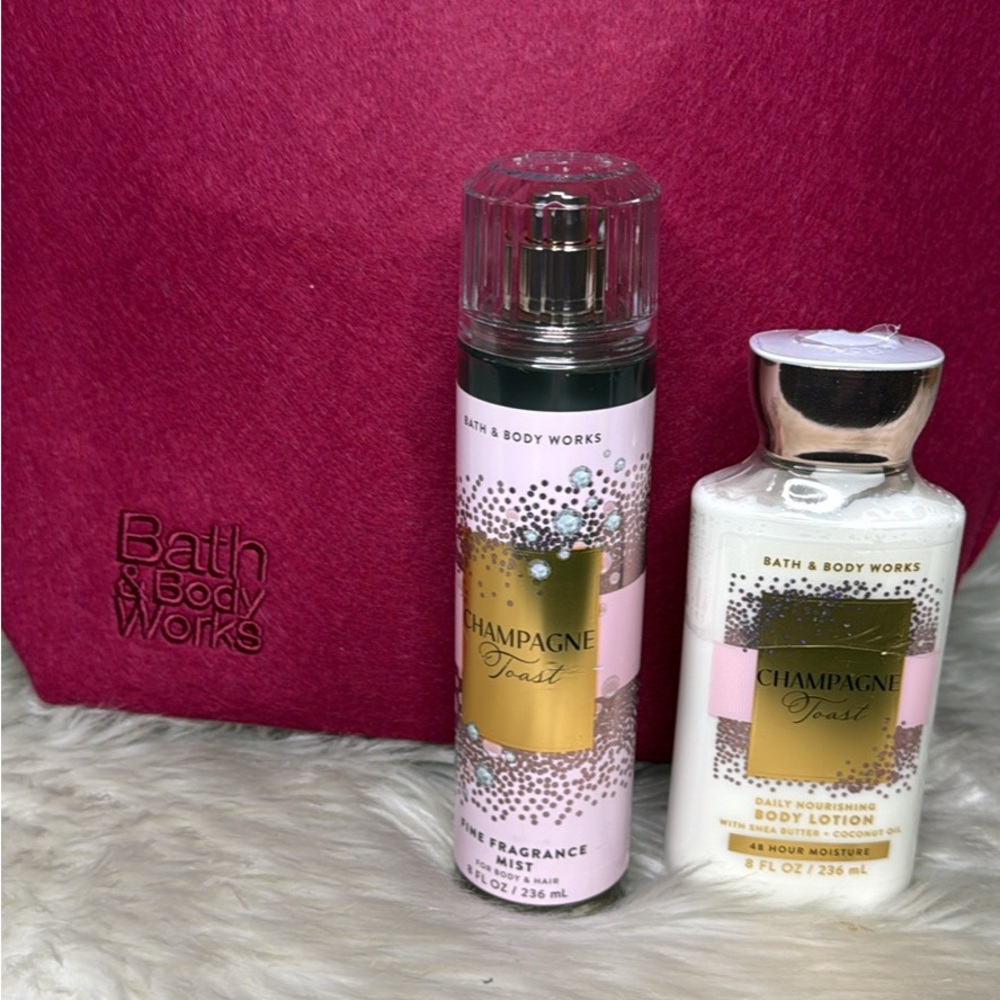 Bath & Body Works Champagne Toast Pink Set Lotion Body Mist NEW